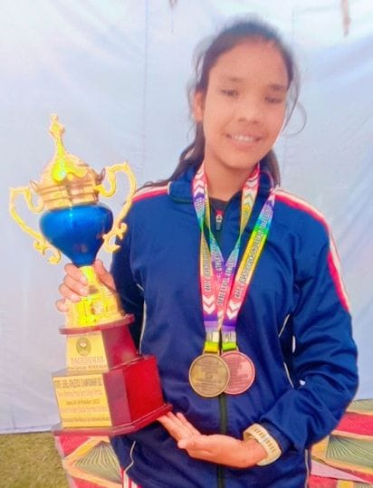 Hema won gold medal in state level competition