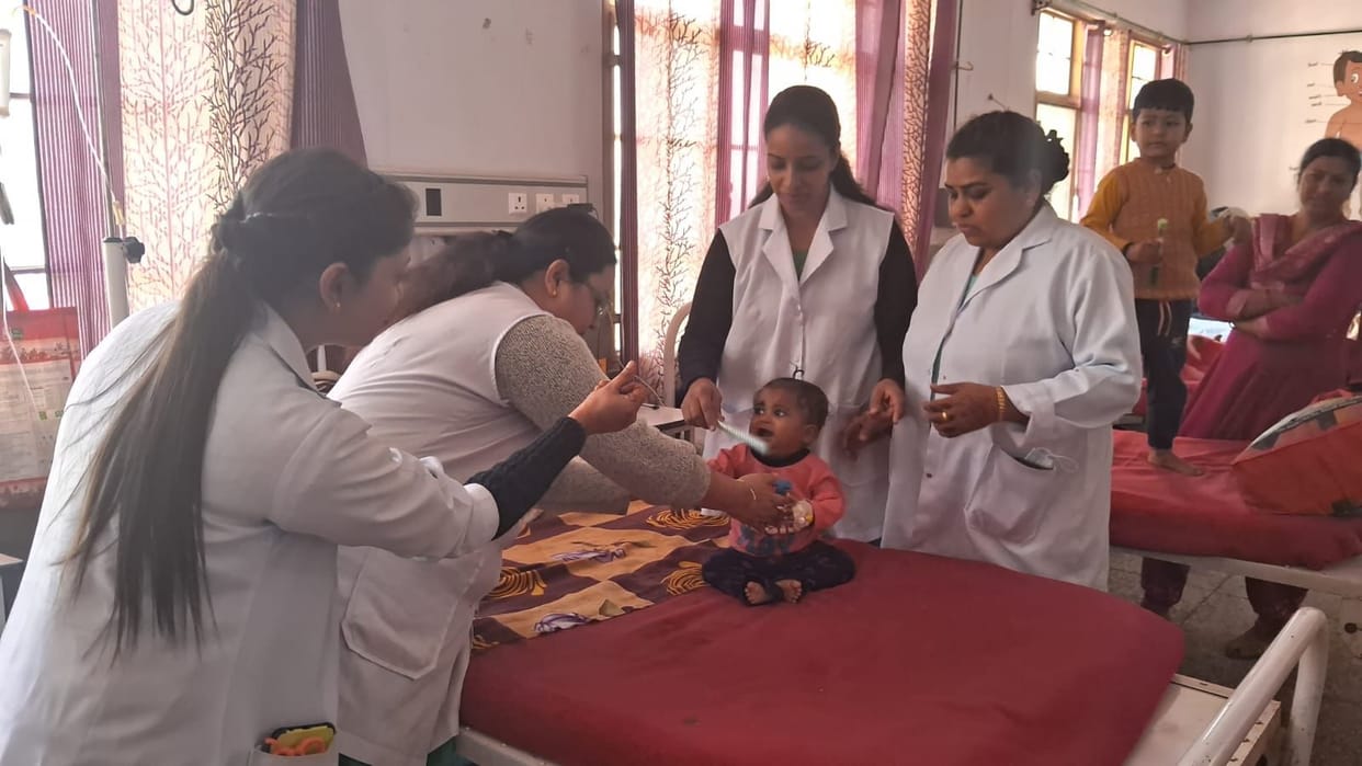 Staff nurses remained busy serving patients in the hospital on Karva Chauth