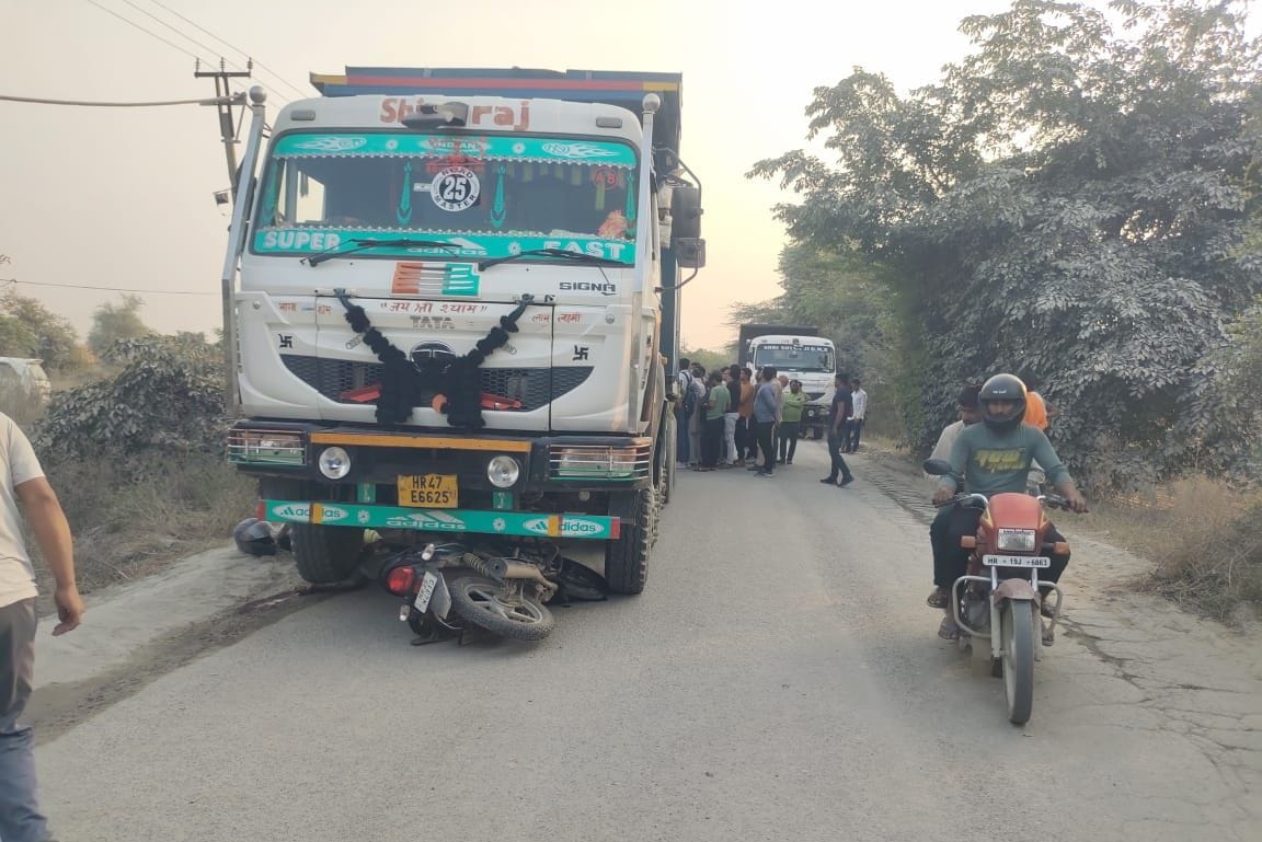 Dumper hits bike, father and son die