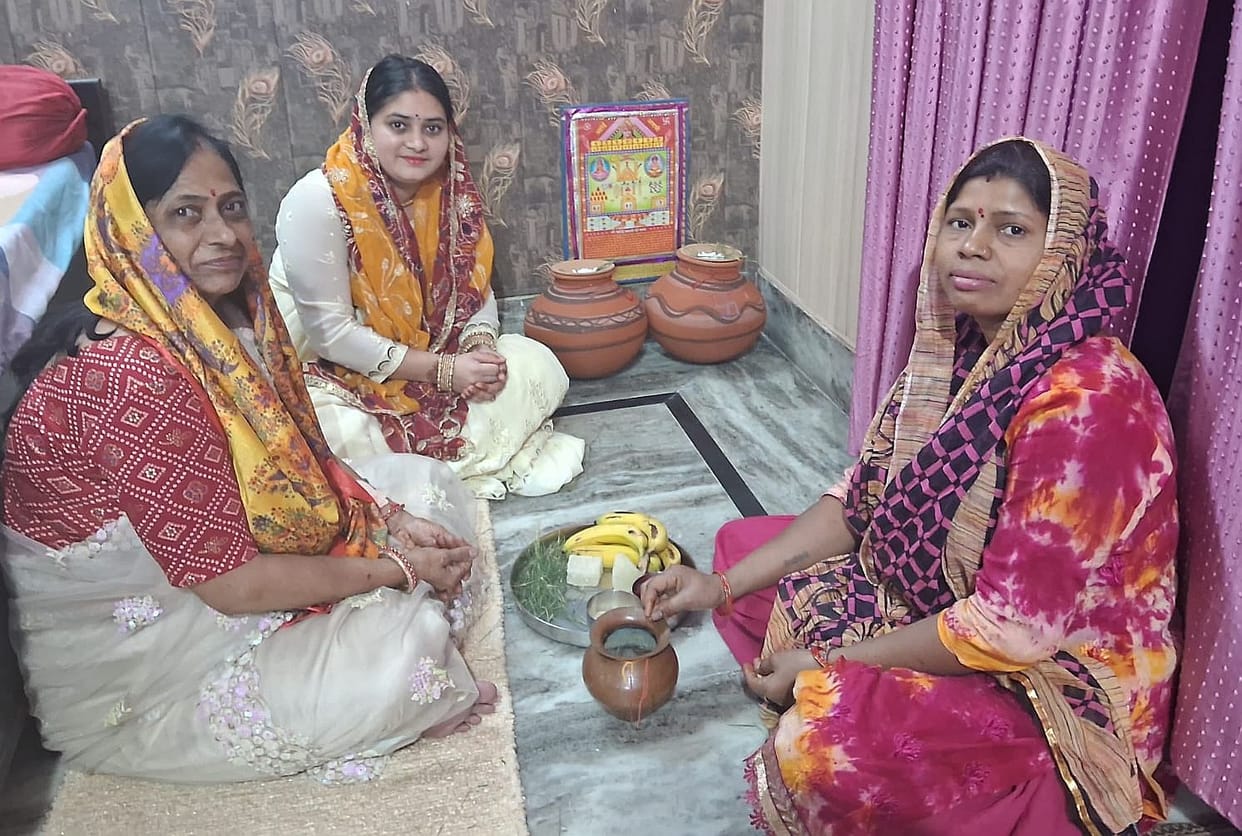 Mothers observed Ahoi Mata fast for the long life of their children.
