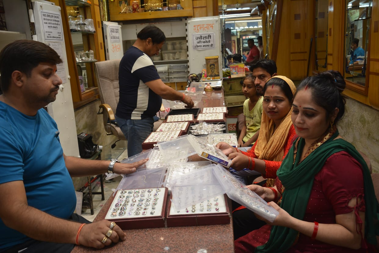Bullion market decorated for Dhanteras, buyers arriving