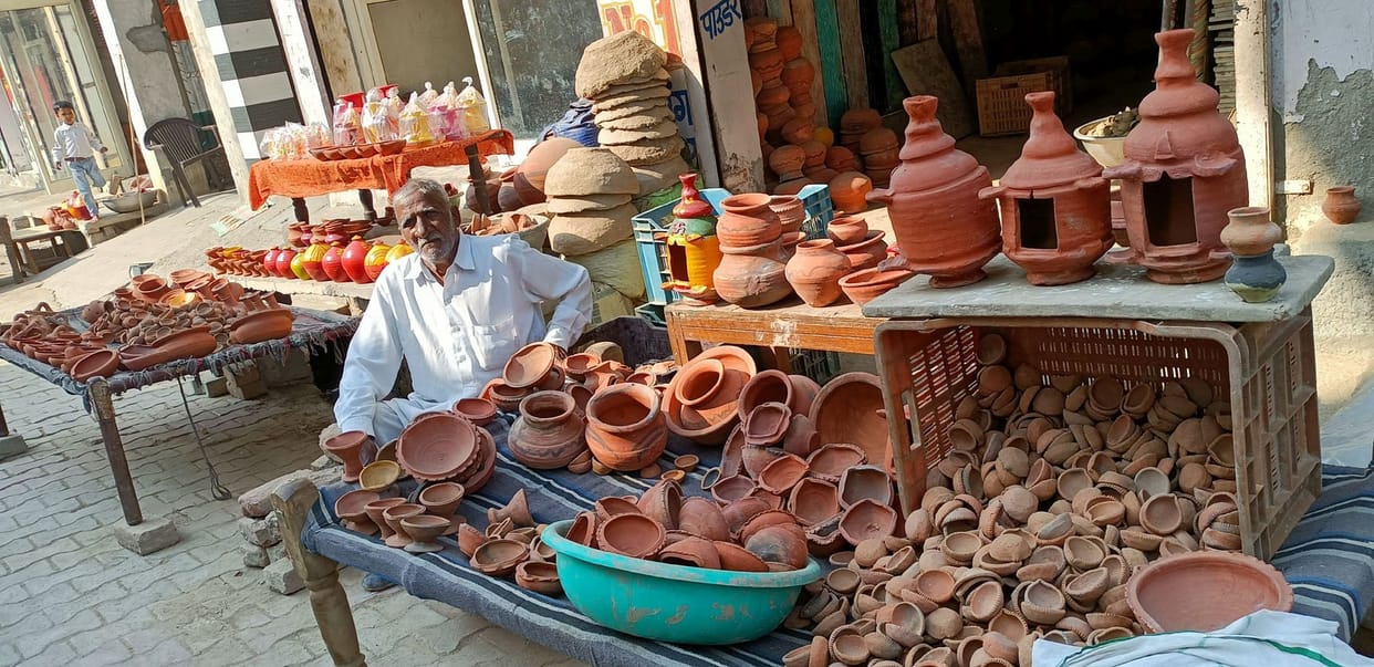 Shopkeepers decorated their shops in preparation for Diwali