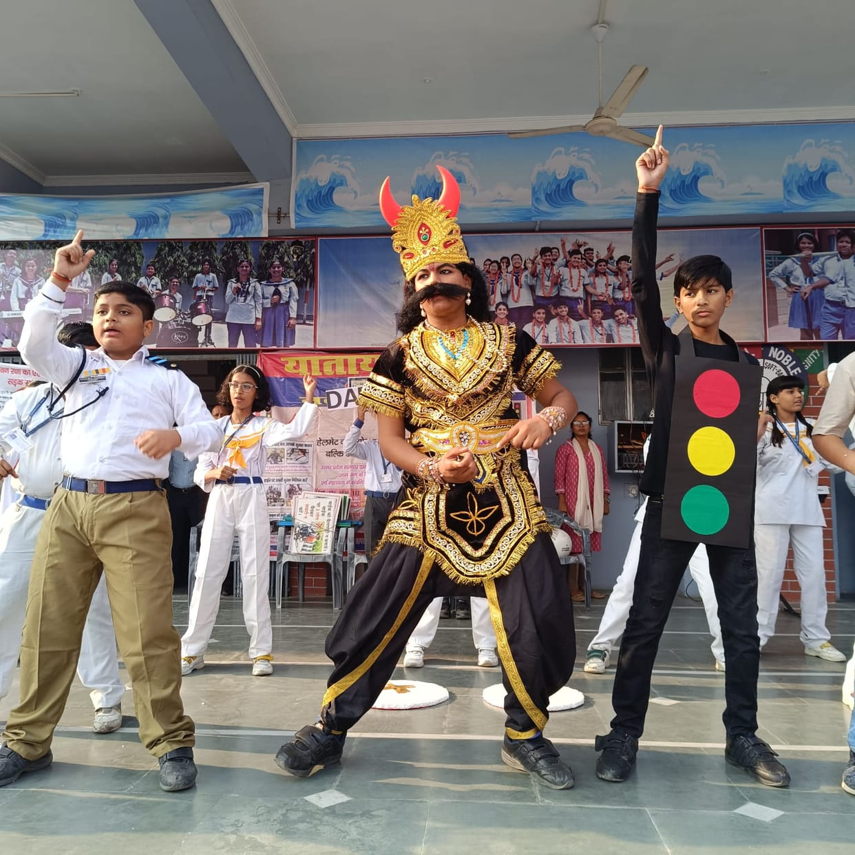 Road safety message given through street drama