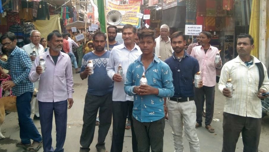 Villagers took out candle march for drain construction