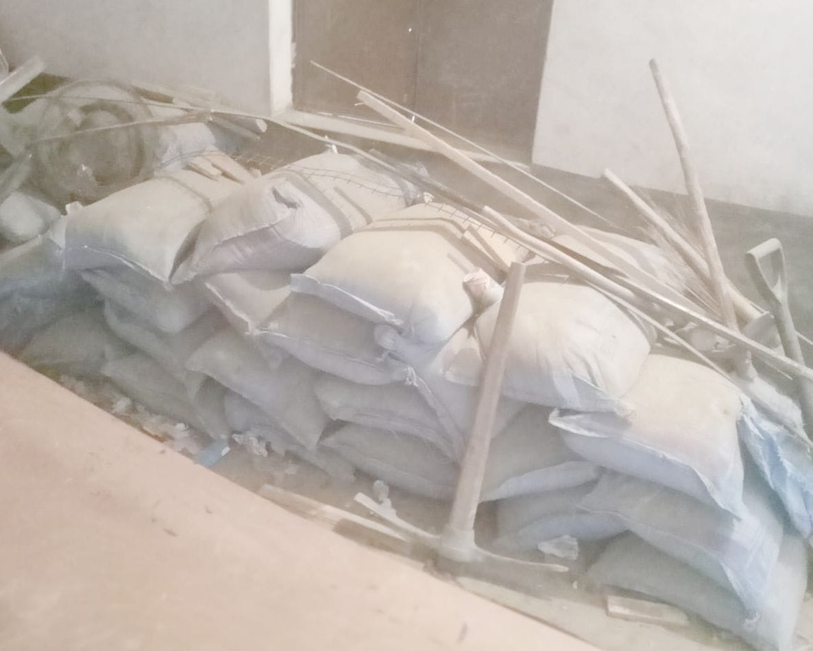20 bags of government cement kept for riot in school grounds got spoiled
