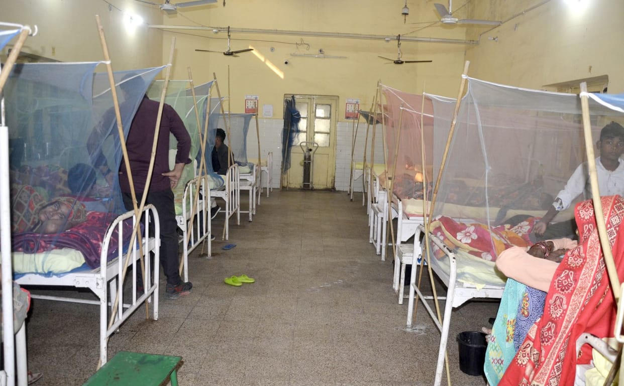 Two wards filled with dengue patients, preparations to make a third one