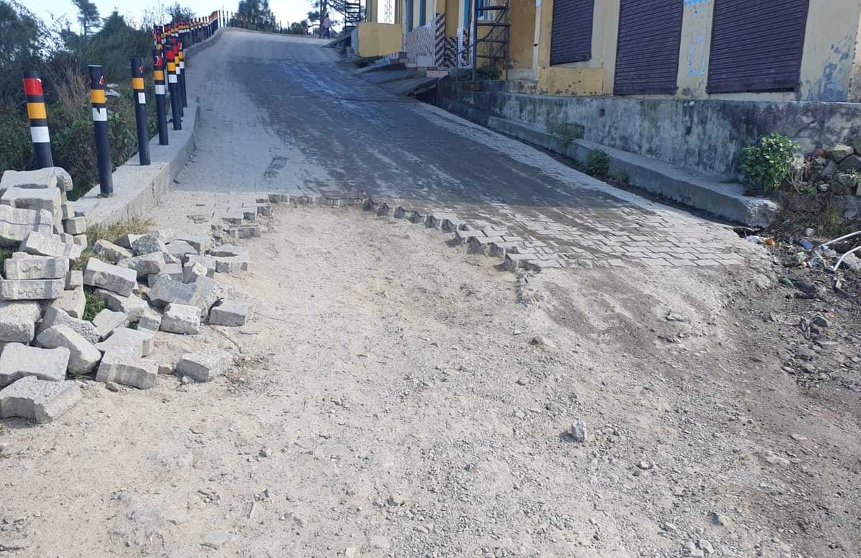 Full of potholes on the road near Pati tehsil