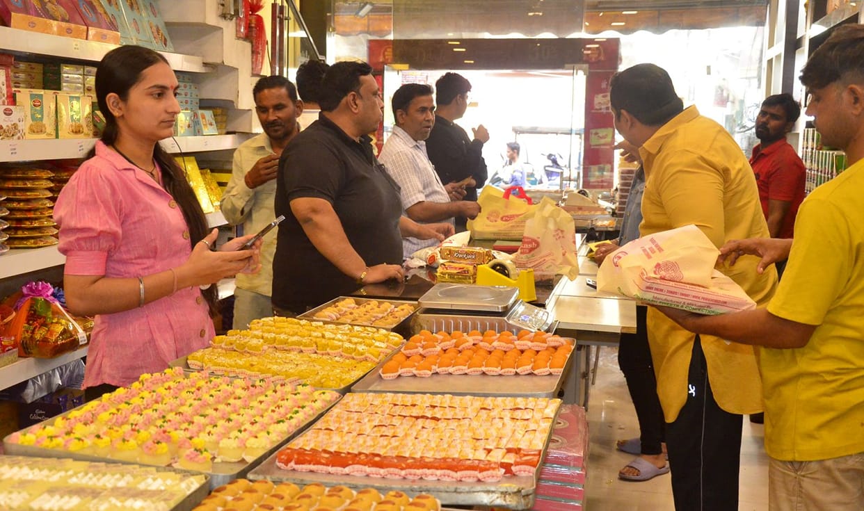 Diwali today... People were busy in preparations, lit lamps outside their homes on Narak Chaturdashi.