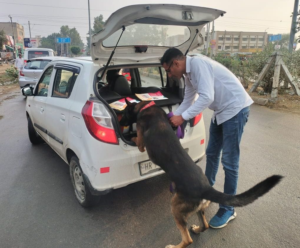 Now police sniffer dogs will search the bags of drug dealers every day