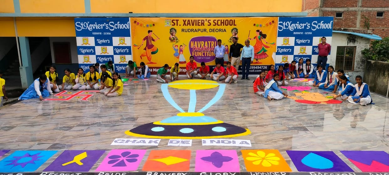 Students made captivating rangoli in schools