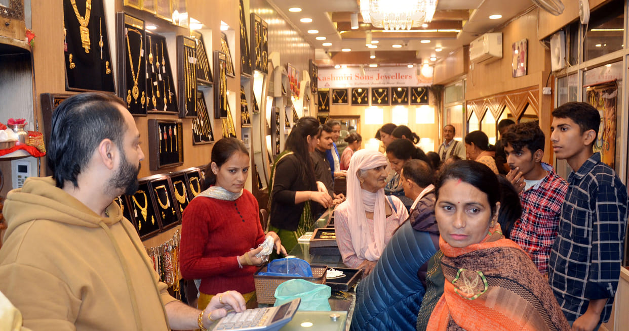 Despite the rain, there was a lot of shopping on Dhanteras