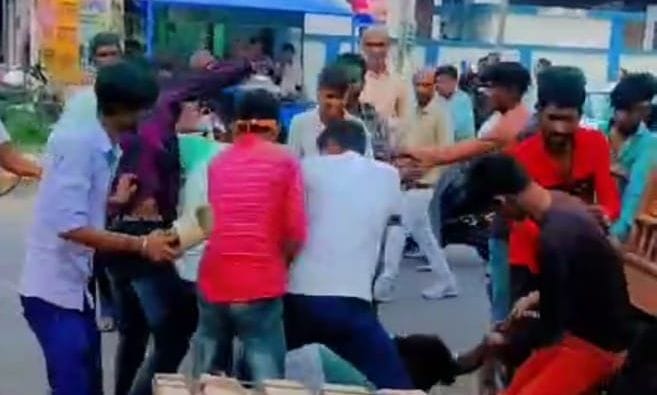 youths fighting for dance on dj