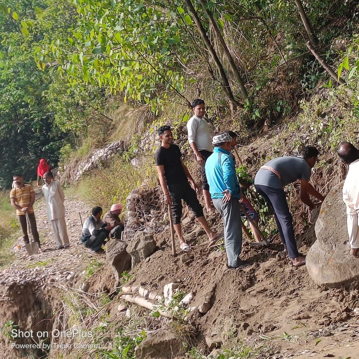 Villagers took up the responsibility of repairing the road