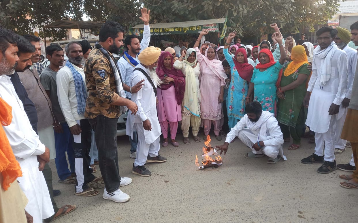 Villagers in Odhan expressed their anger by blowing water bills, said will not pay