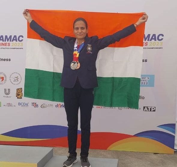 Mandholi Khurd's daughter-in-law Babita won silver and bronze medal in Asian Master Athletics Championship.