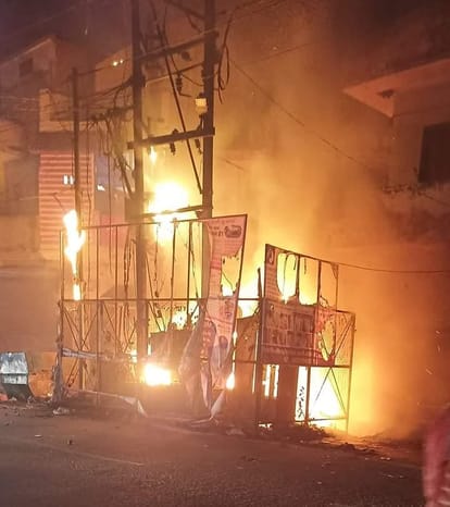 Transformer caught fire due to falling rocket, car also burnt