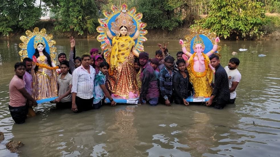 laxmi statues immersed