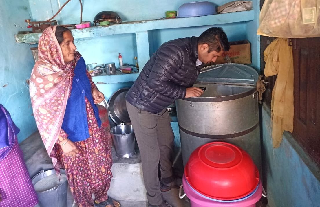 Mid-day meal arrangements were checked after inspecting schools.