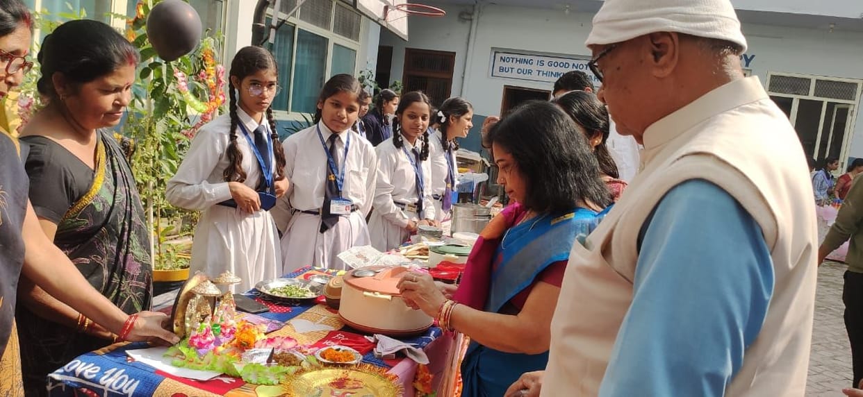 Girls students set up panipuri and ice cream stalls