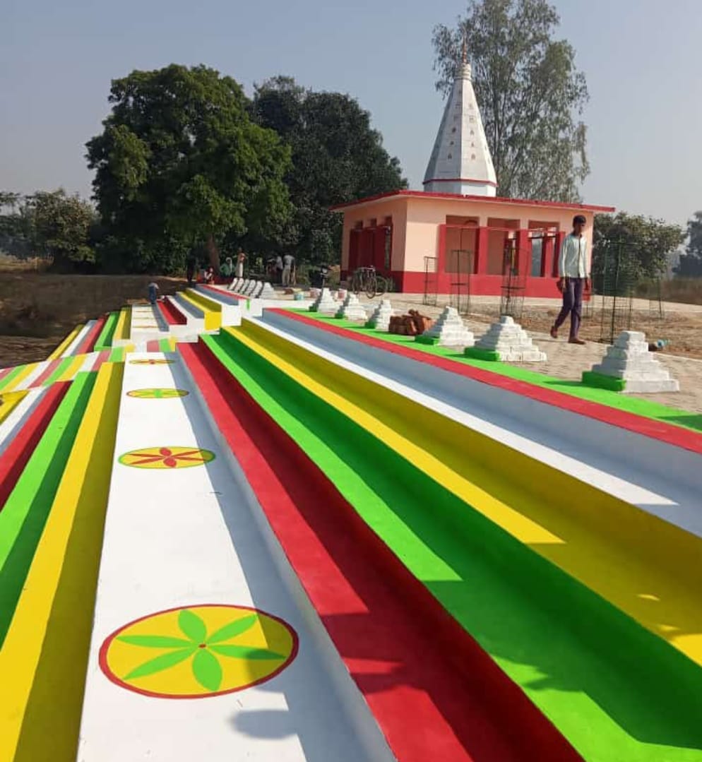Ponds decorated with rangoli and colorful lights