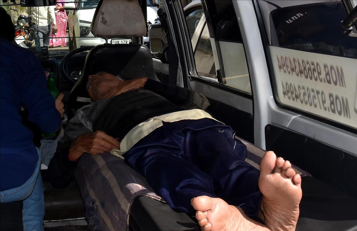 85 year old man arrived by ambulance to give proof of being alive