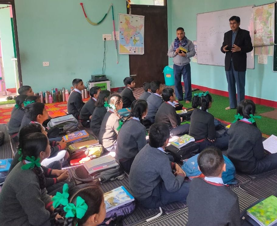 Director asked questions to children in Adarsh Vidyalaya Kapkot