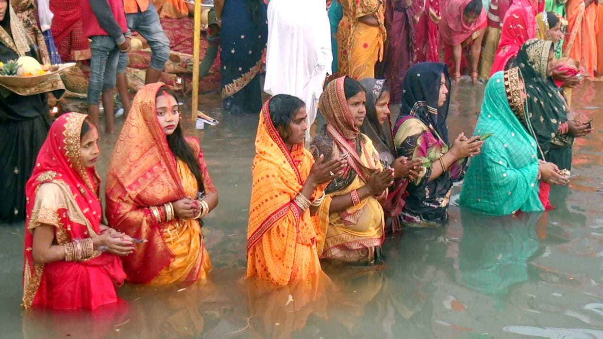 Arghya to the rising sun...asked for blessings of prosperity