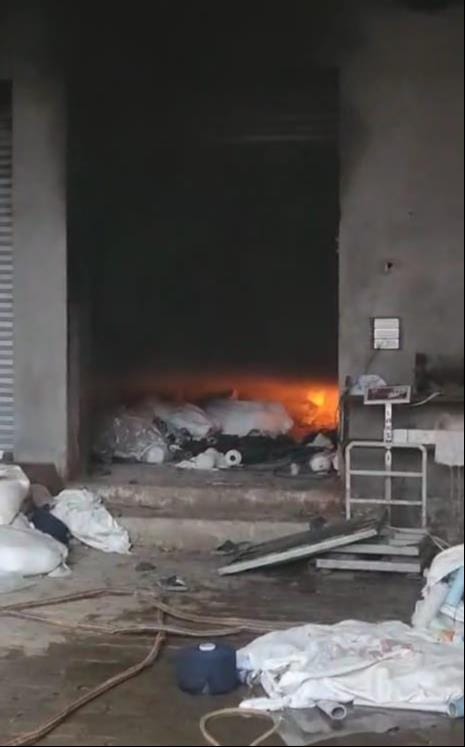Fire in glove manufacturing factory, h