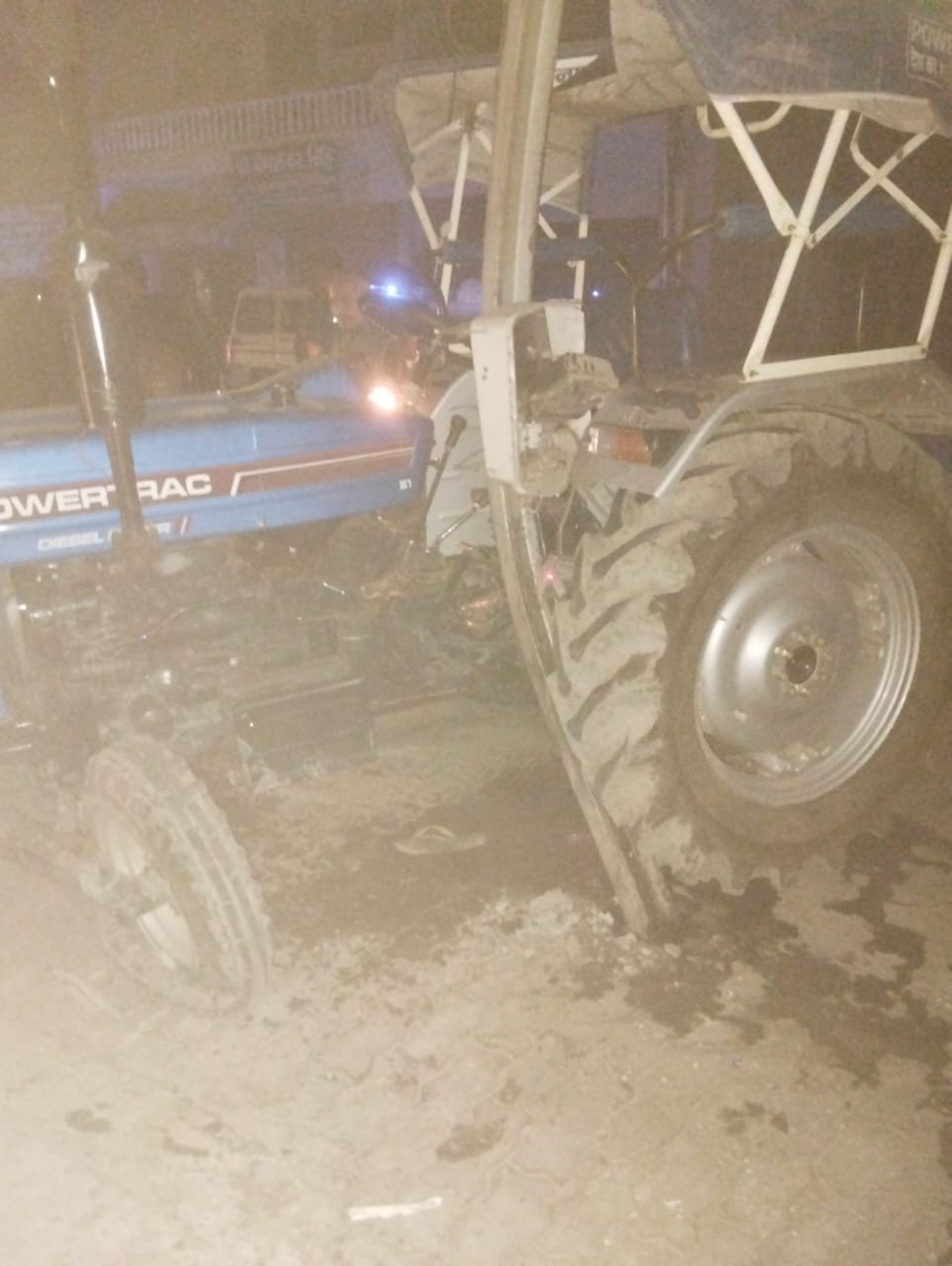 Tractor-trolley collides with a pole, two injured including driver