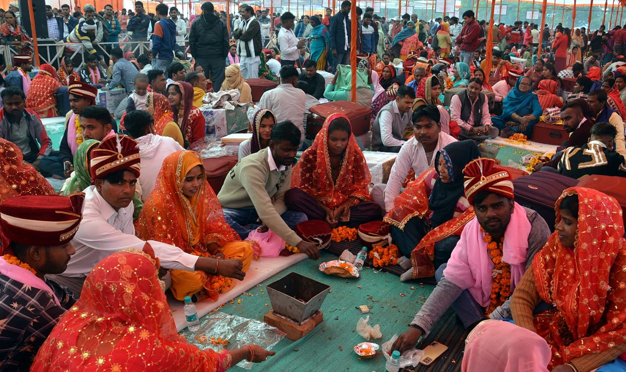 In mass marriage, phera on one side and nikah on the other side