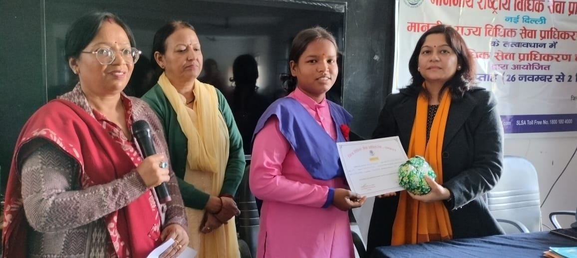 The girl students who topped in essay writing were honored