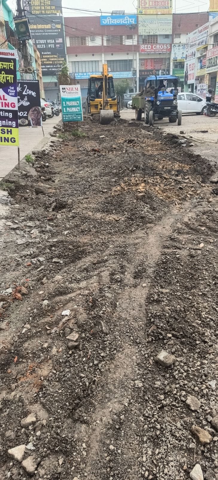 Road construction work started in HUDA Market in front of DRDA
