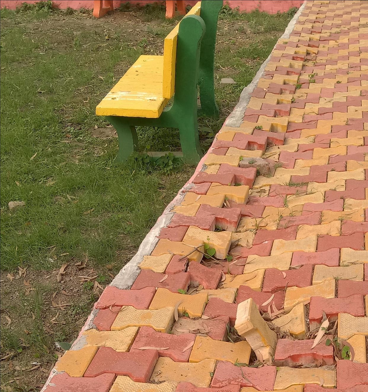 Interlocking tiles of District Hospital Park collapsed within four months