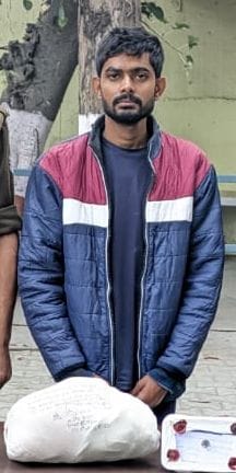 He murdered his wife by tying her saree to the foot of the cot and dragging her to the other side.