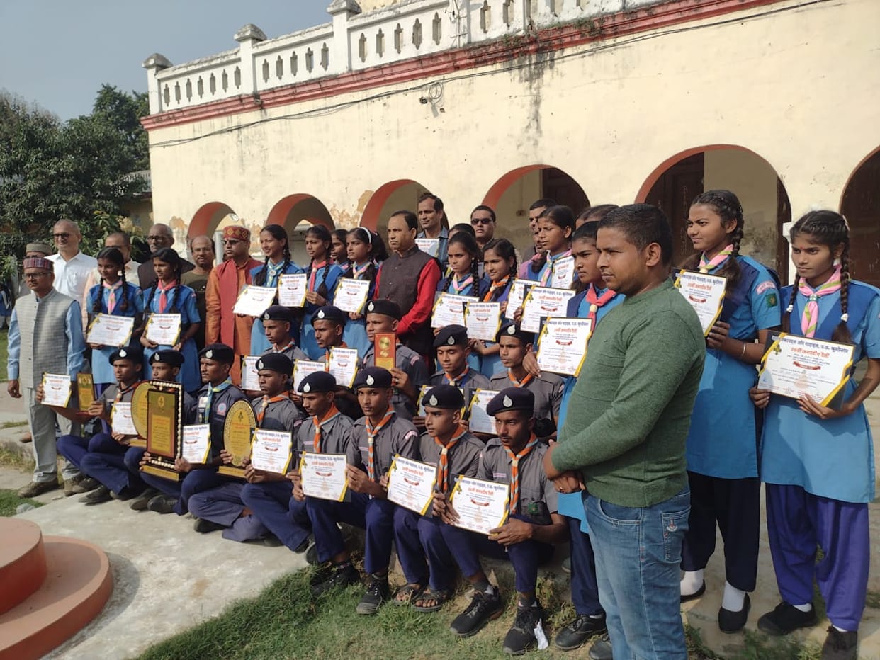 Scout Aman and Guide Shreya were rewarded with trophies.