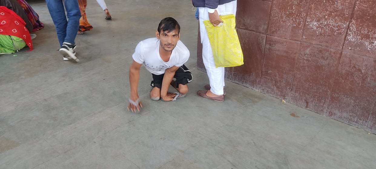 Roadways travel becoming difficult for disabled people, no ramp or wheel chair at bus stand