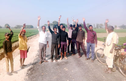 Road started crumbling as soon as it was built, villagers protest