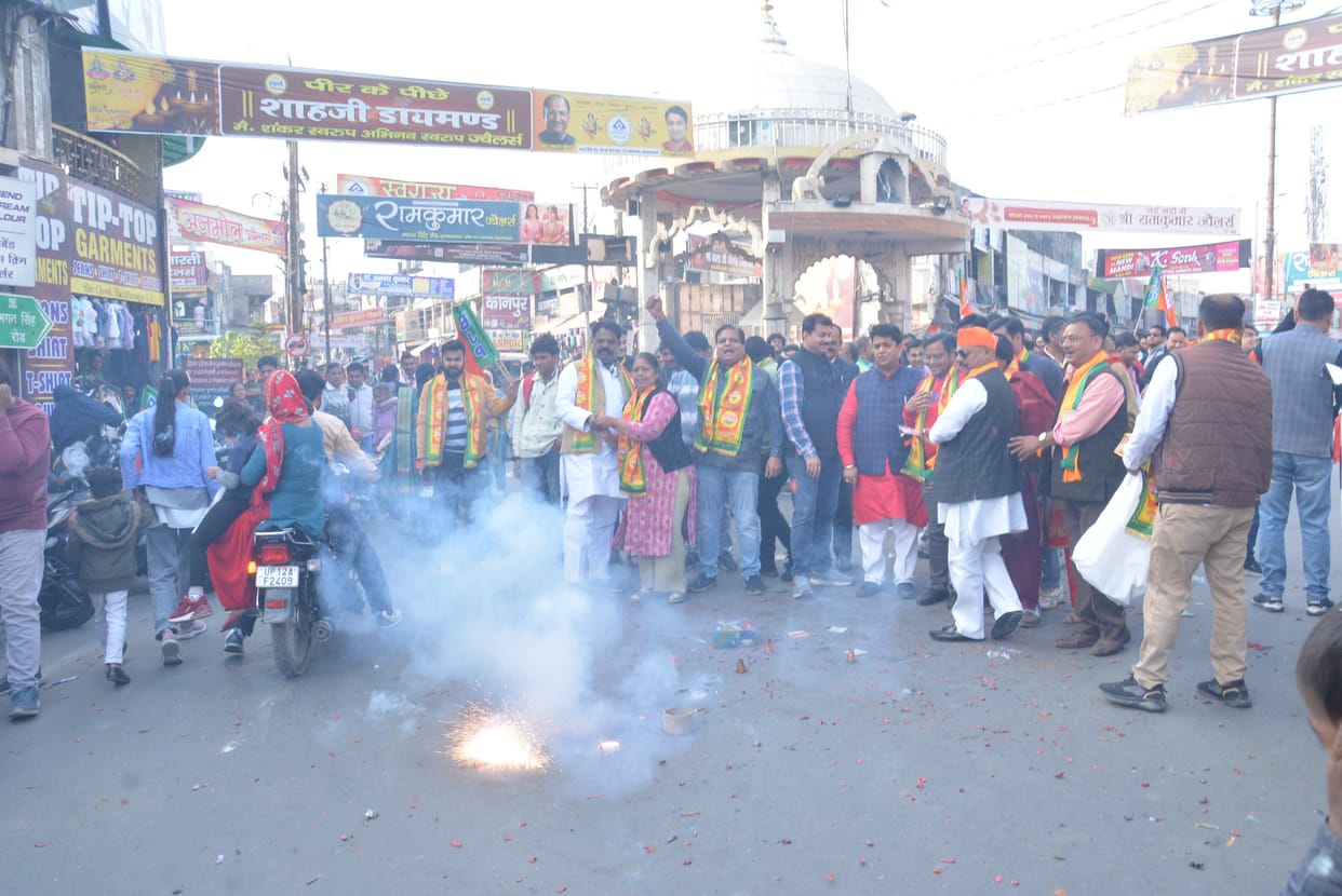 Fireworks on BJP's victory in three states