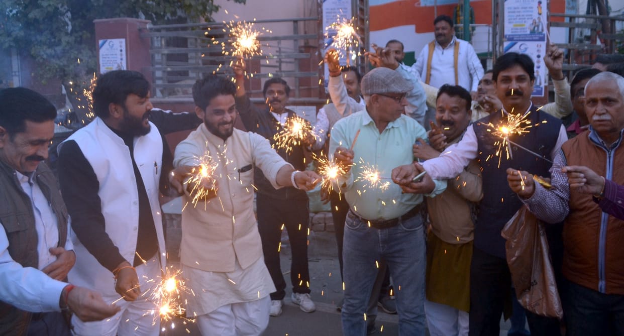BJP workers celebrated the victory of three states