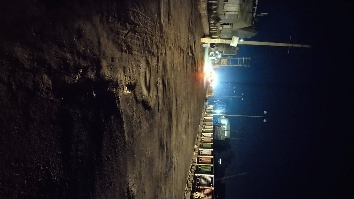 Tricolor and street lights switched off on Bhattu Road, shadow dark