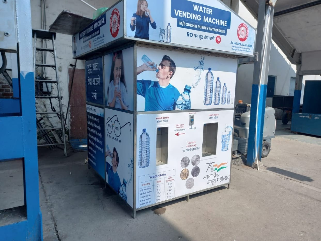 Locks on water vending machines at Ambala Cantonment Railway Station