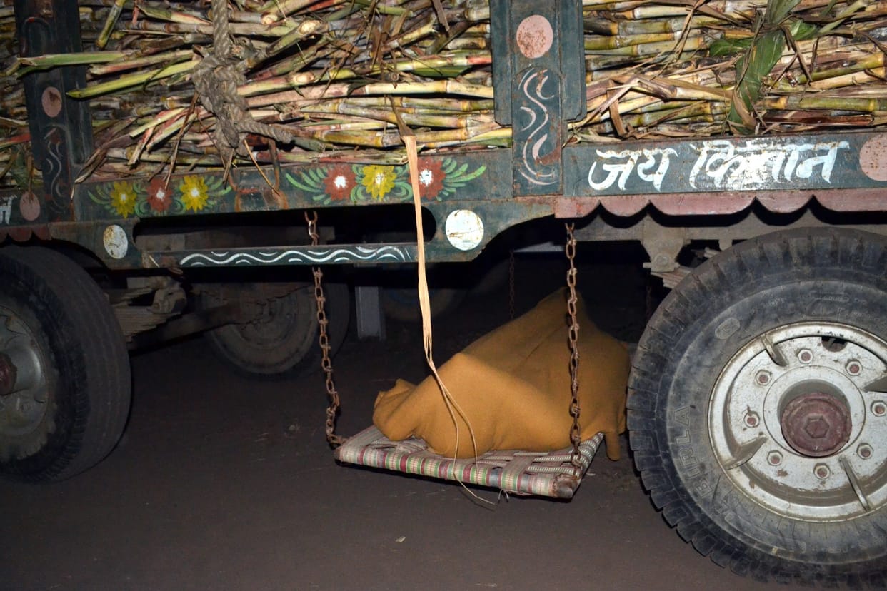 Cold night... farmer on the road