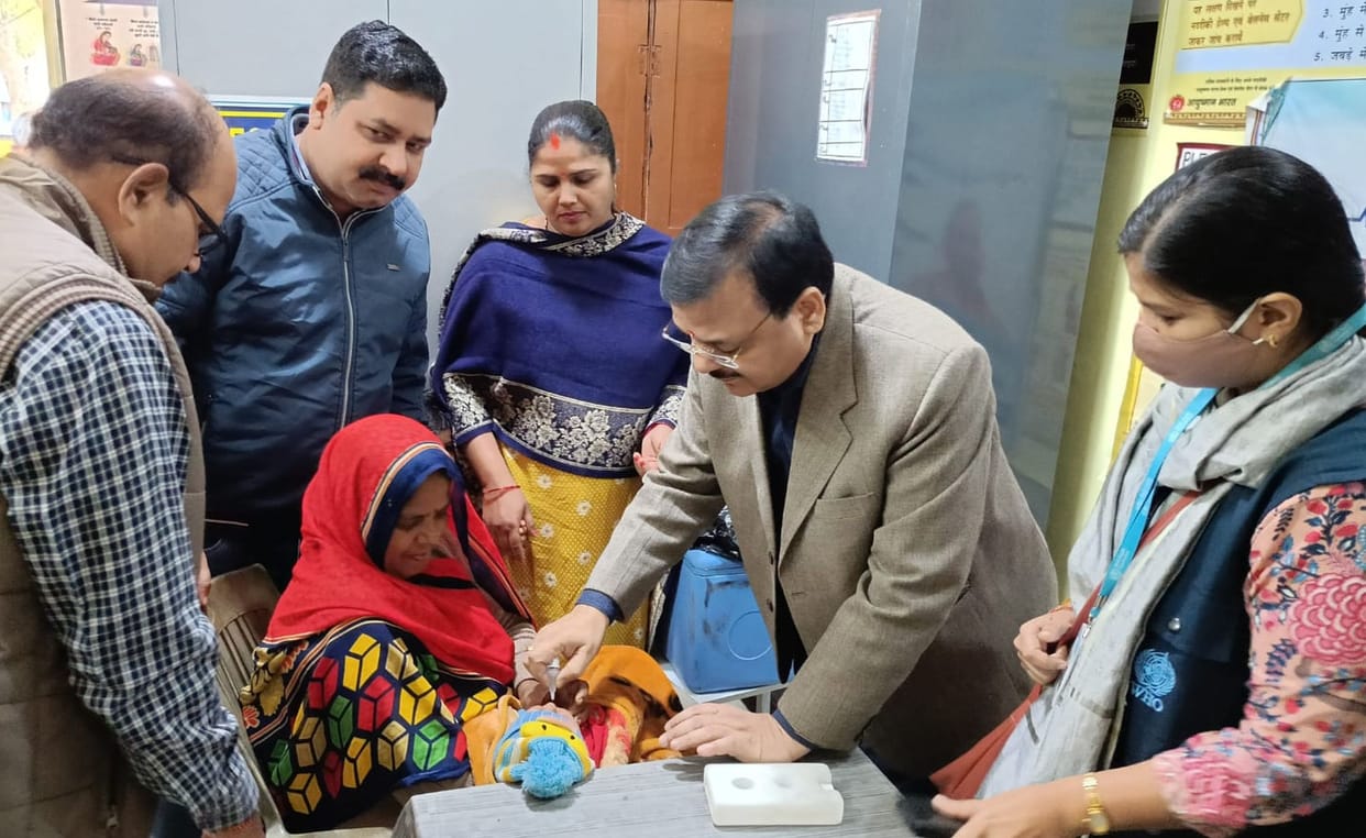 Launch of polio campaign by giving drops to children