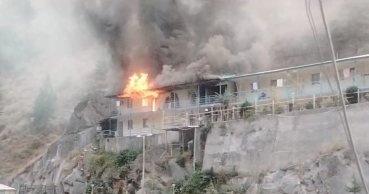 Three rooms of government house, one cow shed burnt to ashes in fire