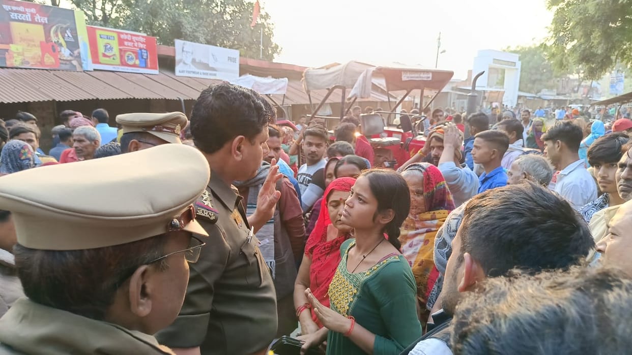 Dumper crushes student, protest, road blocked