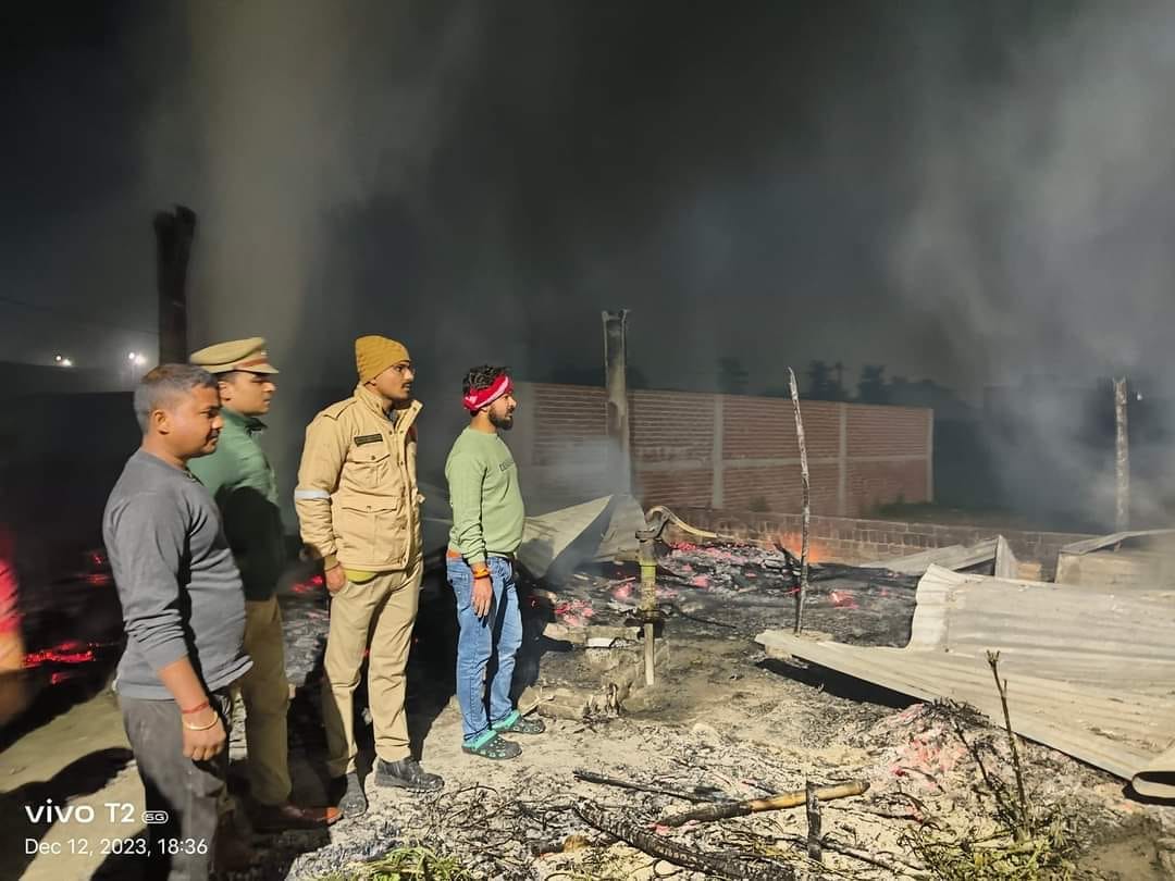 Eight huts reduced to ashes due to fire, household items destroyed