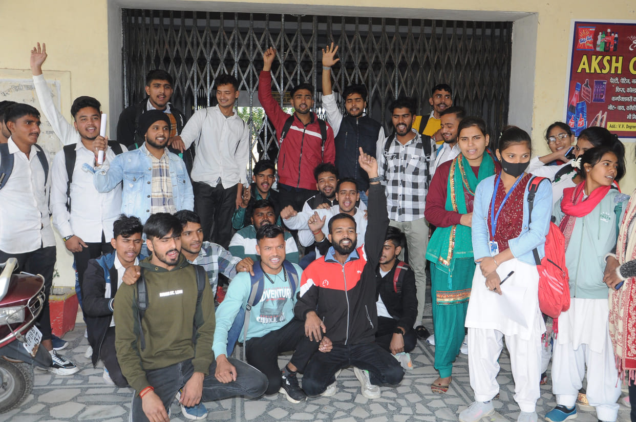 Students demonstrated by locking out VV College