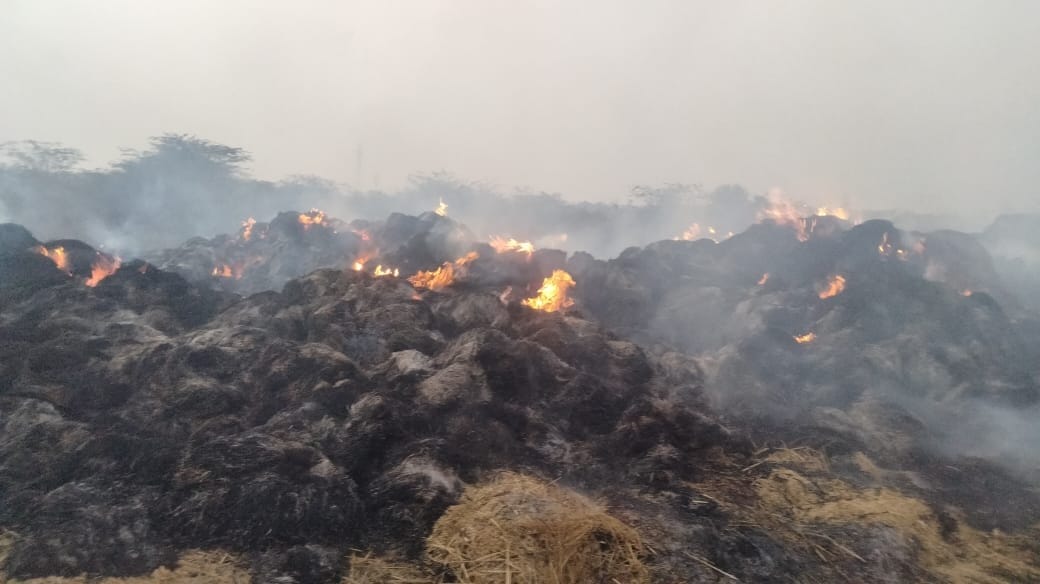 300 acres of stubble burnt to ashes due to unknown reasons