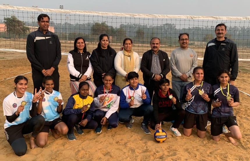 Bahadurgarh College tops in men's volleyball category and MKJK tops in women's category