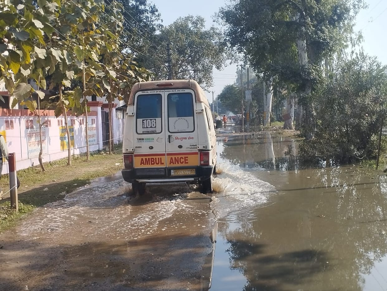 Drainage of water in the town stopped due to construction of drain